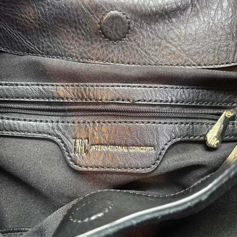 I-N-C Black Suede and Leather Studded Hobo Bag - Picture 7 of 7